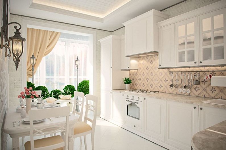 Kitchen interior design in provence style - photo