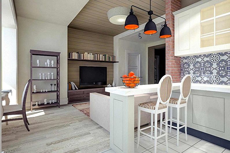 Kitchen interior design in provence style - photo
