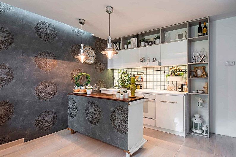 Kitchen interior design in provence style - photo