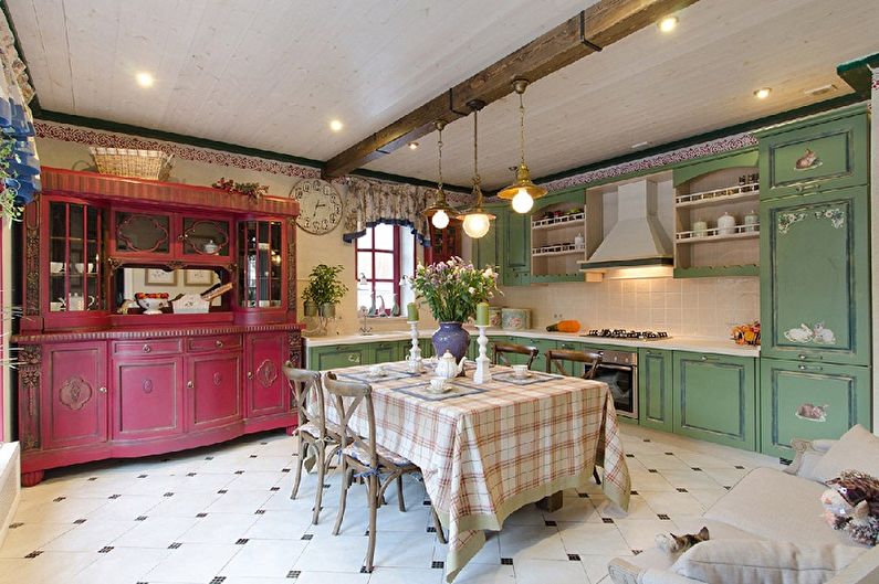 Kitchen interior design in provence style - photo