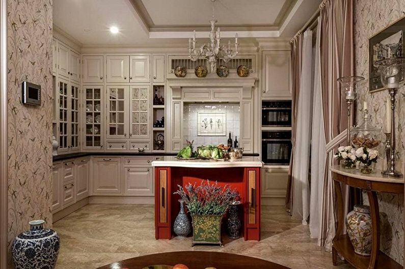 Kitchen interior design in provence style - photo