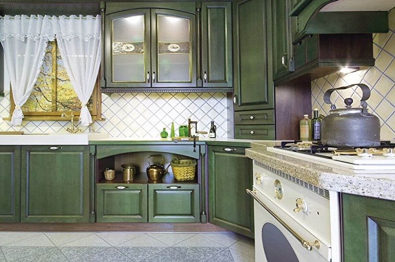 Kitchen interior design in provence style - photo