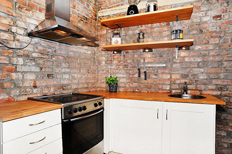 Decoration of the working wall in the kitchen - Decorative stone
